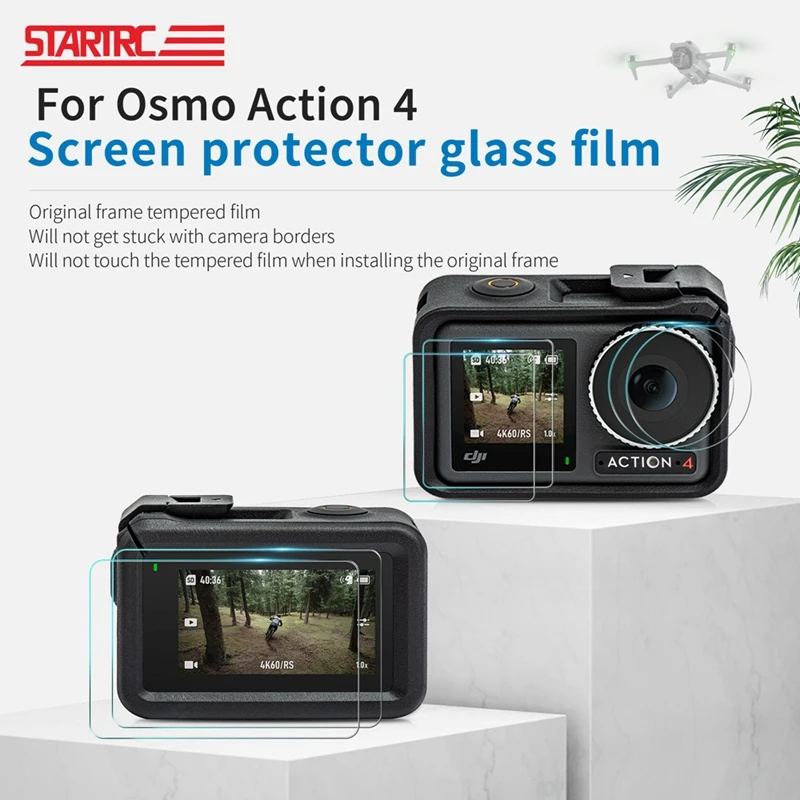 For DJI OSMO ACTION 4 Sports Camera Lens High Definition Tempered Glass Film Screen Anti-scratch Protective Film Accessories