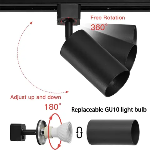 Komplett set LED-skenlampor GU10 Takspotlight LED-skenbelysning för vardagsrumsinredning 110V 220V Spotlight Väggskenlampa 10 best sales LED-skena - №9