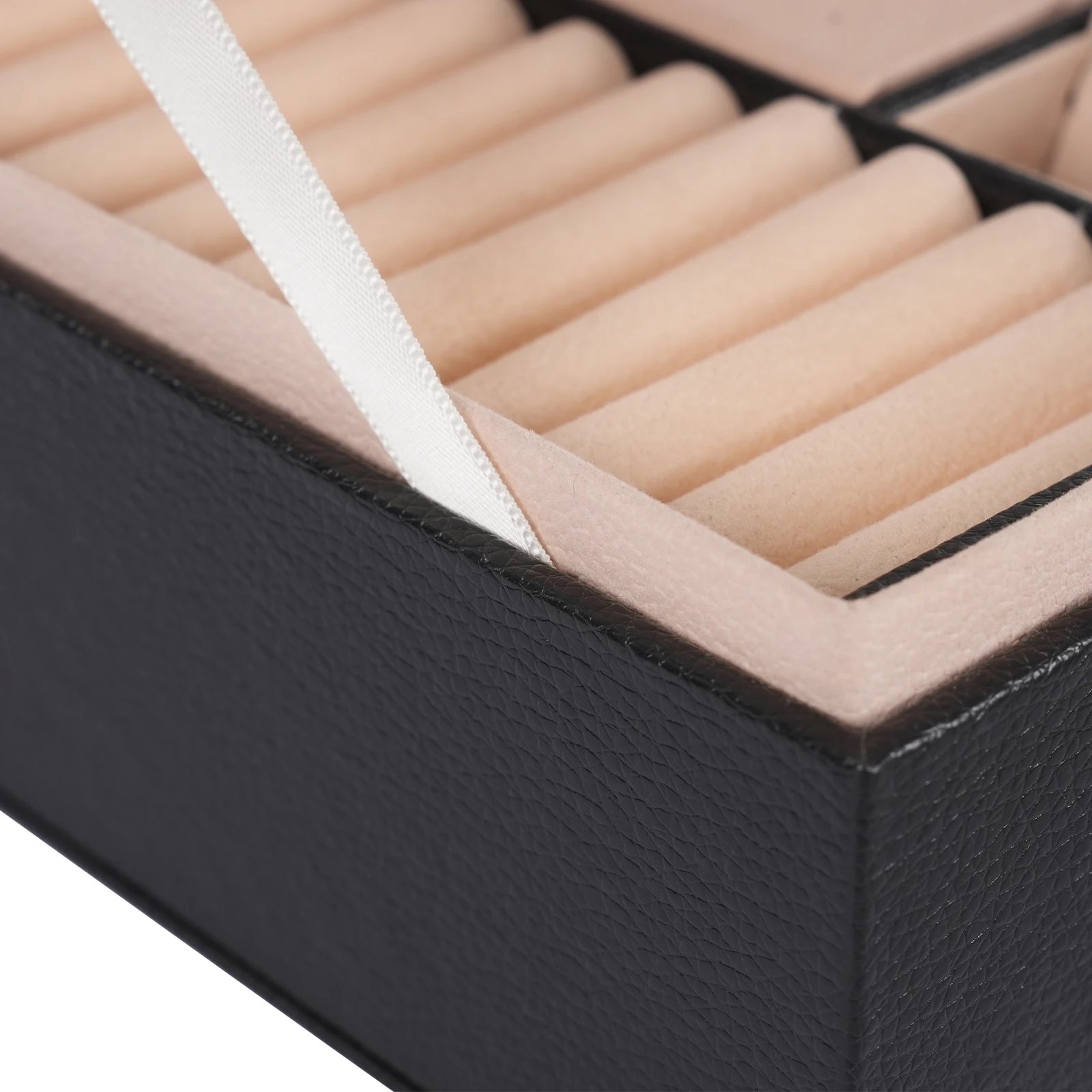 2-lagige abschließbare Schmuckaufbewahrungsbox mit herausnehmbaren Trennwänden, Schreibtisch-Organizer für Ringe, Ohrringe, Armbänder, Halsketten, Broschen, für den täglichen Schmuckaufbewahrungszweck auf dem Schminktisch zu Hause. – Detail 24