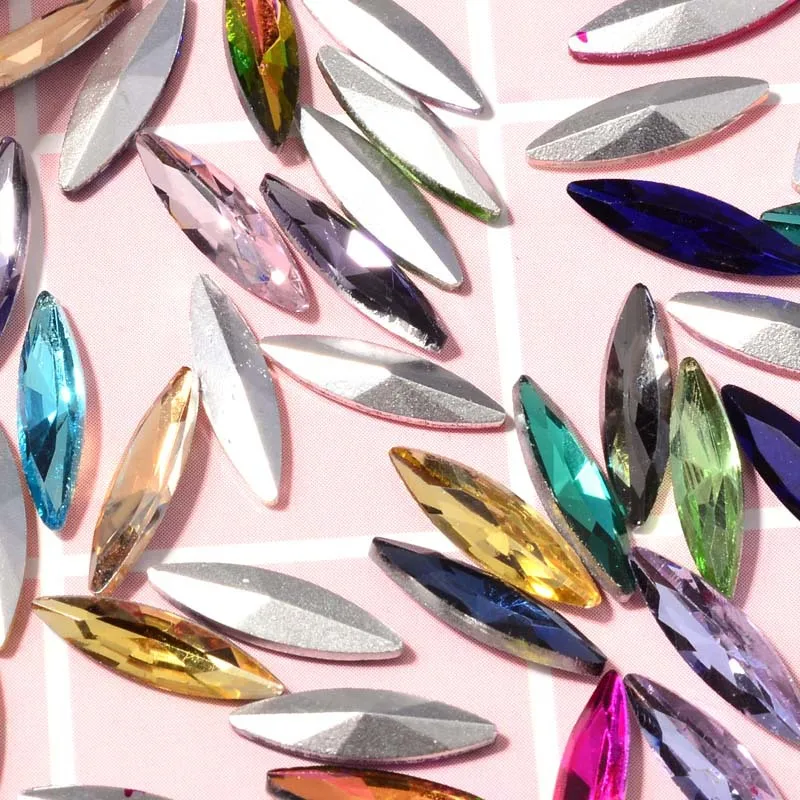 200PCS 4*15mm Double-sided Pointed Bottom Horse Eye Special-shaped Crystal Diamond Eye Shape Diy Loose Beads Toy Accessories