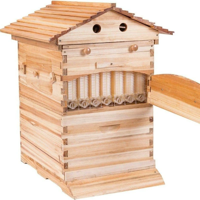 

Automatic honey collection device for self-flowing bee box and nest spleen