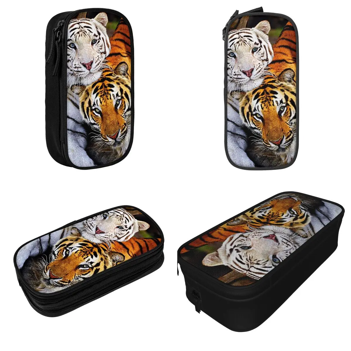 جميل البنغال النمر مقلمة الحيوان قلم رصاص مربع حامل قلم أطفال سعة كبيرة حقيبة مكتب سستة الملحقات