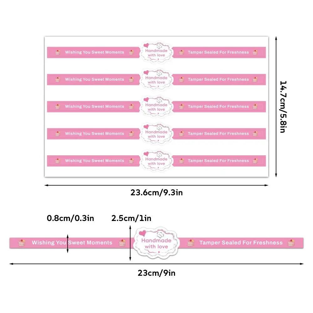 50Pcs Self-Adhesive Food Retail Package Seal Stickers Long Label Handmade Baking Gift Box Sticker Waterproof Cute