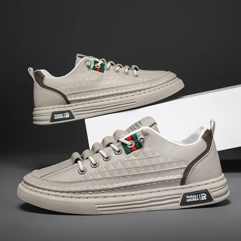 Herren-Freizeitschuhe für Frühling und Sommer, atmungsaktive, schnürsenkellose Lederschuhe, superweich und strapazierfähig, Herren-Boardschuhe – Detail 5