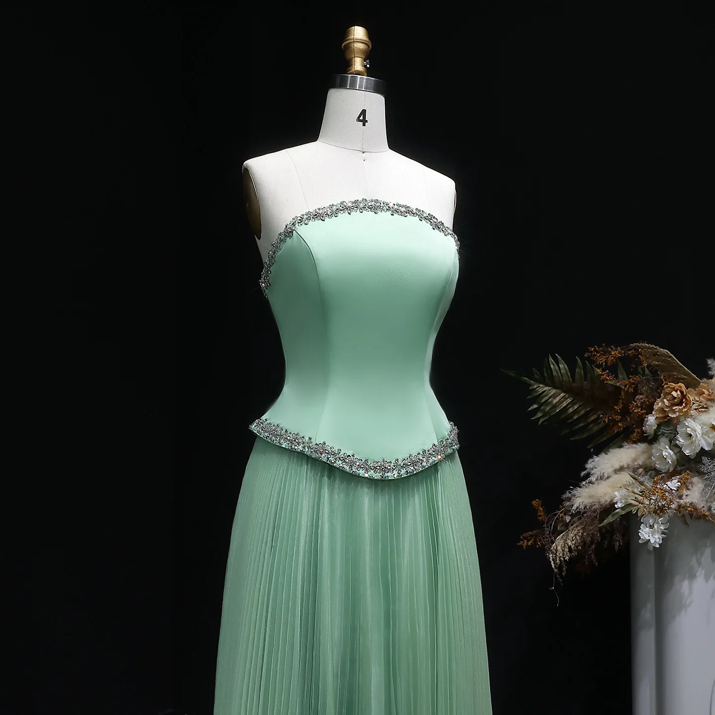 Sharon Said Damen Formelle A-Linien Abendkleider Trägerlos Pailletten Perlen Elegant Arabische Partykleider SS789 Maßanfertigung – Detail 6