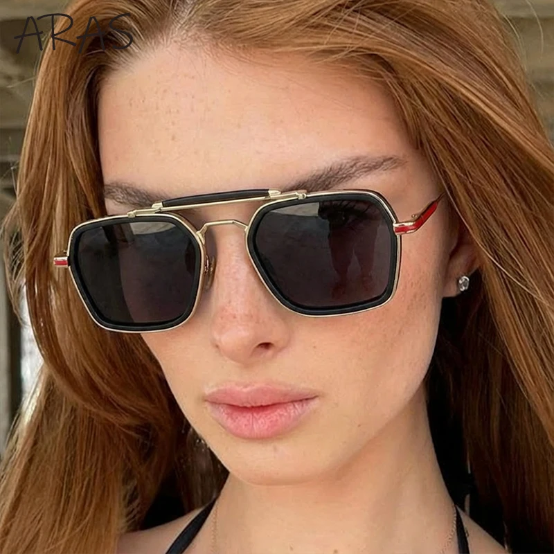

Steampunk Classic Square Sunglasses Women 2026 Luxury Brand Punk Metal Double Beam Sun Glasses For Lady Polygon Eyewear Shades