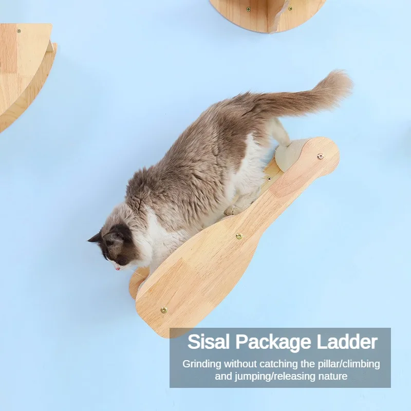 Solid Wood Cat Wall Climbing Frame DIY Hanging Space Capsule Cat Nest Jumping Platform Claw Pillar Villa Pet Accessories