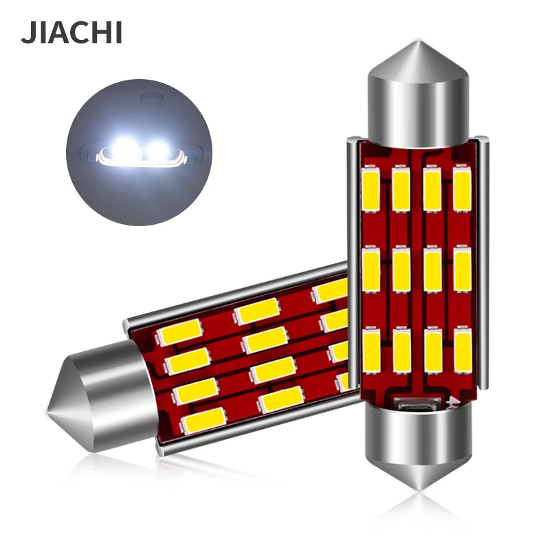 JIACHI 50PCS Canbus Car C5W Led 31 36 39 41mm interior Light 4014 Chip LED Festoon Bulb Dome No Error Auto Interior Reading Lamp