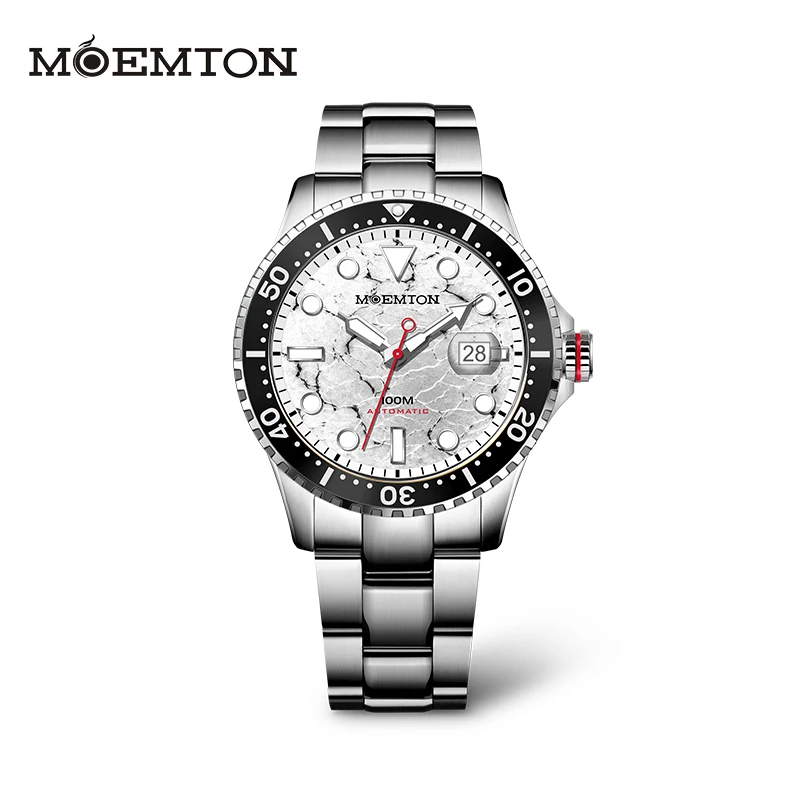 MOEMTON Original Men\'s mechanical watch Sapphire glass  watch 10bar 100M waterproof sports diving watch  Luxury  Stainless steel