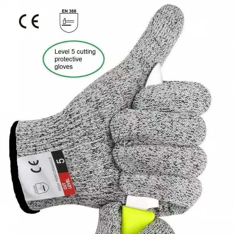 1pair Grade 5 Cut Resistant Gloves Kitchen HPPE Scratch Resistant Glass Cutting Safety Protection for Gardeners