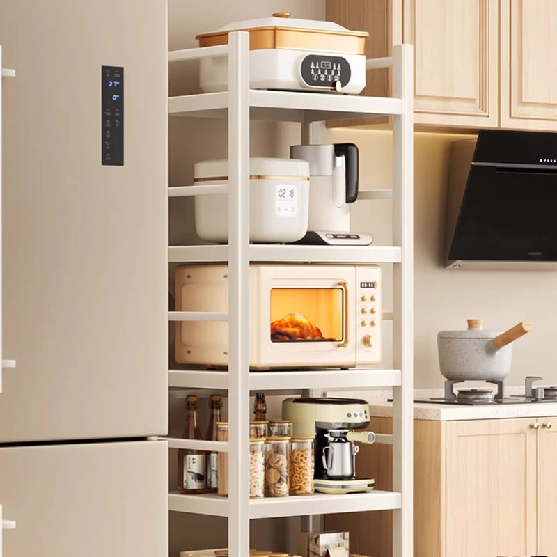 

Floor-to-ceiling Multi-layer Microwave Oven Pot Holder, Multi-functional Crevice, Side Storage Shelf