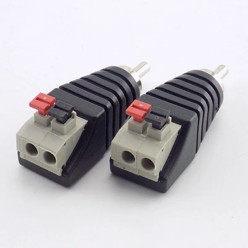 1pcs  RCA Cable to Audio Male A/V Connector Speaker Wire Universal Adapter Jack Press Plug Terminal adaptor A1