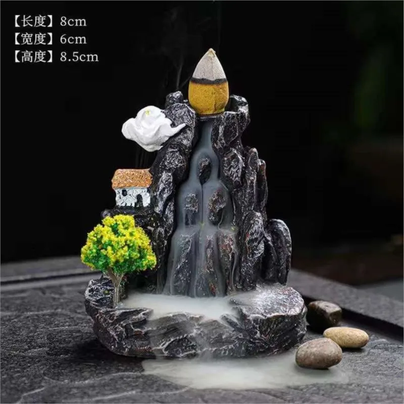 Incense Burner Mountains River Waterfall Fragrance Fireplace Backflow Aroma Smoke Zen Censer Holder Decoration for Home