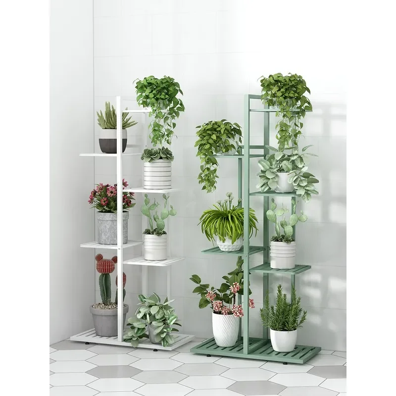 Modern Wrought Iron Floor Plant Stand Tall Balcony Shelf for Living Room Indoor Succulent Pot Display Rack Strong Metal Frame