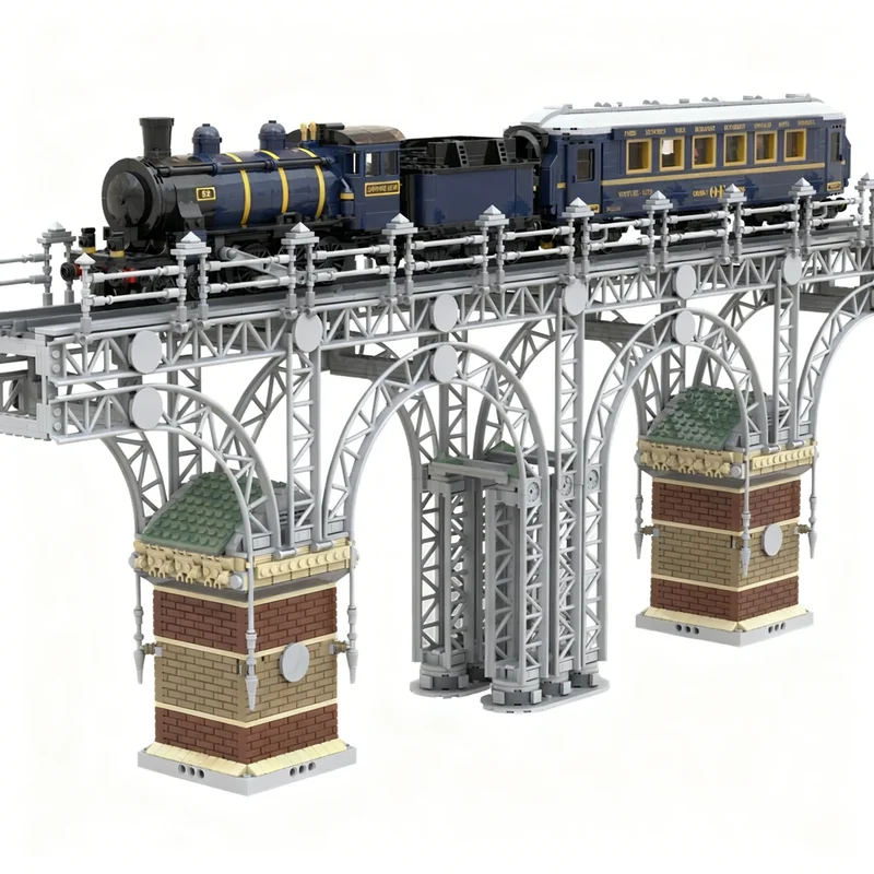 1861pcs MOC Train Coaster Track Railroad Bridge Model Building Blocks Architecture Toy Christmas Gift Birthday Idea Assemble