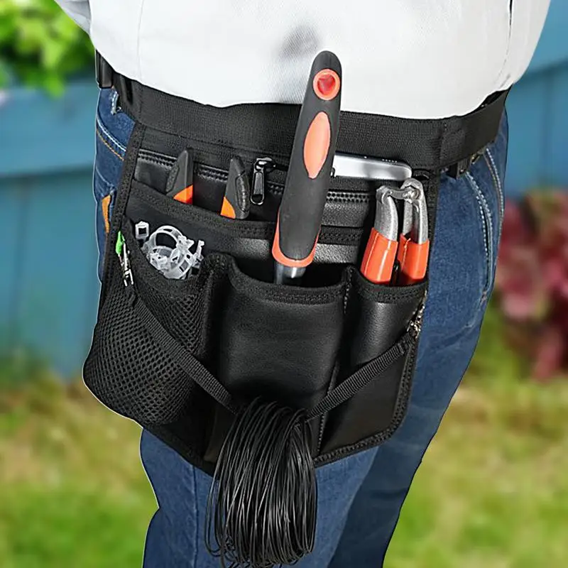 Tool Pouch Belt Multi-Pocket Work Tool Belt Gardening Tool Bag Pouch Portable Construction Tool Belt Heavy Duty Utility Belt For