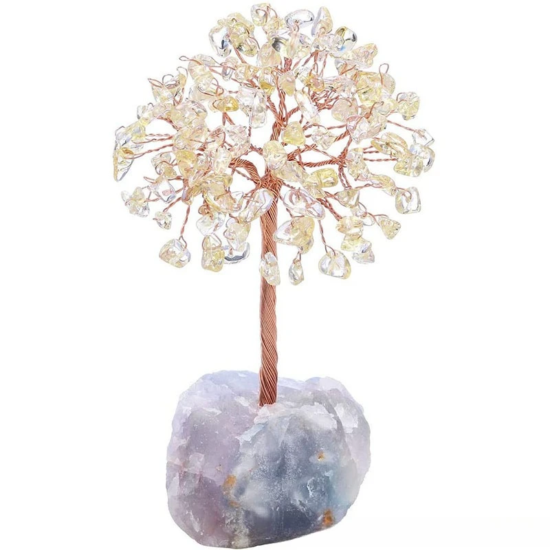 

Weeping willow natural crystal fortune tree, gemstone gravel amethyst handicraft creative decorative ornament
