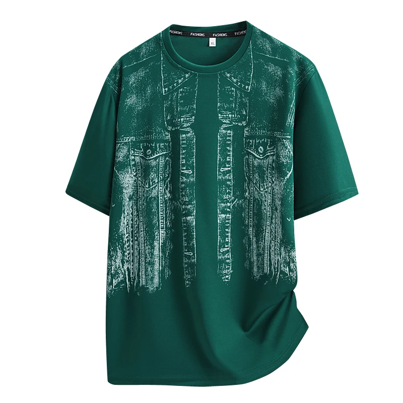 Men's Summer Gradient Casual Short Sleeve T-Shirt Thin Breathable Quick-Dry Ice Silk round Neck Running Outdoor Sport Top