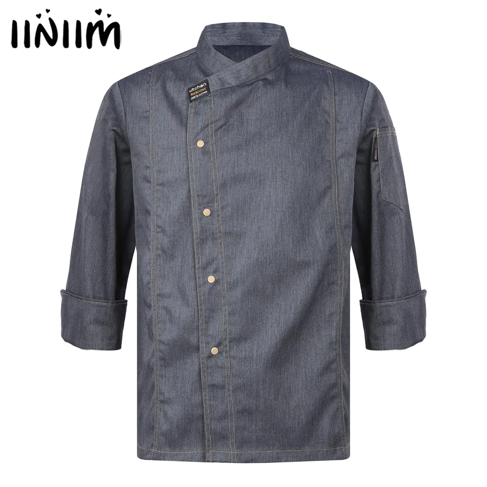 

Mens Womens Kitchen Work Uniform Chef Coat Cook Jacket Hotel Restaurant Canteen Cake Shop Cafe Costume Food Service Workwear