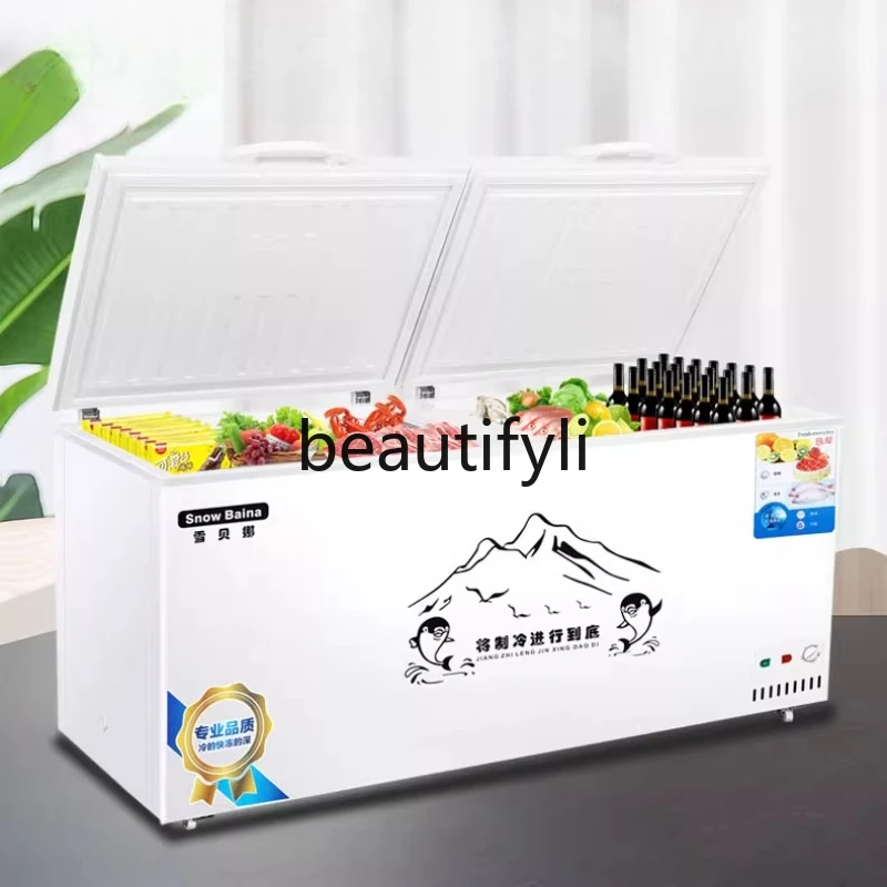 

Freezer Household Commercial Large Capacity Freezer Refrigerated Cabinet Dual Temperature Dual Door Energy Saving