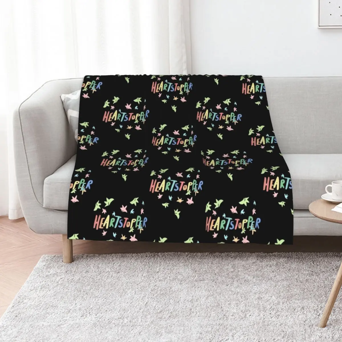 Heartstopper heart of leaves (Black background) Throw Blanket Hairys Decoratives Soft Plaid Warm Luxury Thicken Loose Blankets