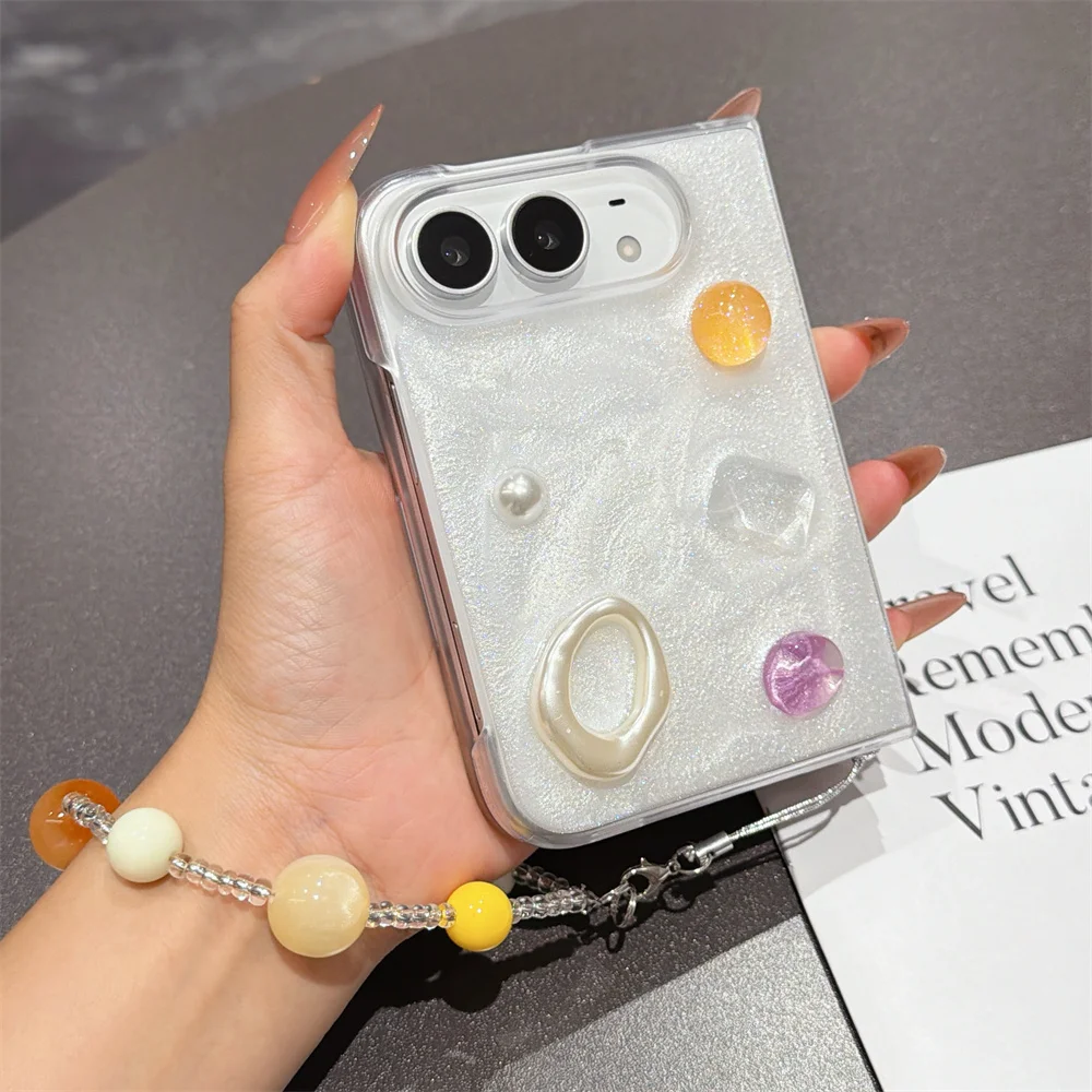 Luxury Korean INS 3D Drip Epoxy Resin conch Case For iPhone 18Fold 18Ultra For iPhone Duo Cute conch Pattern Clear Cover