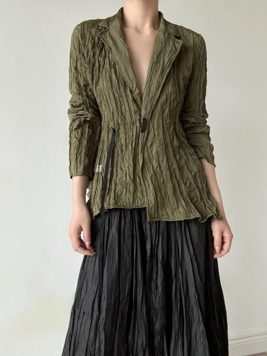 Petrarchan Sonnet getextureerde gevouwen dames irt uniek ontwerp zomer nieuwe Sle Commute Sle Long Sve polyestervezel