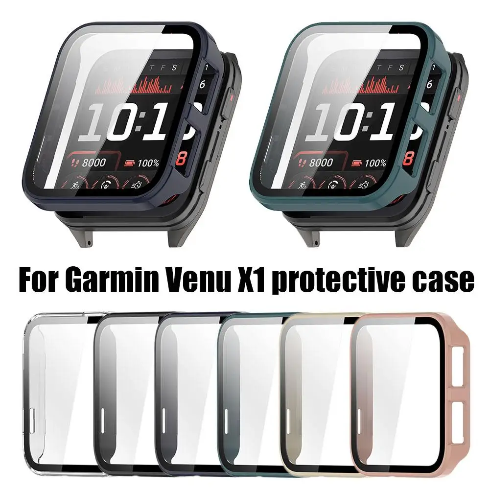 Gehard glas + behuizing voor Garmin Venu X1 Smart Watch Screen Protector Case Film Geïntegreerde waterdichte horlogeaccessoires E3W3