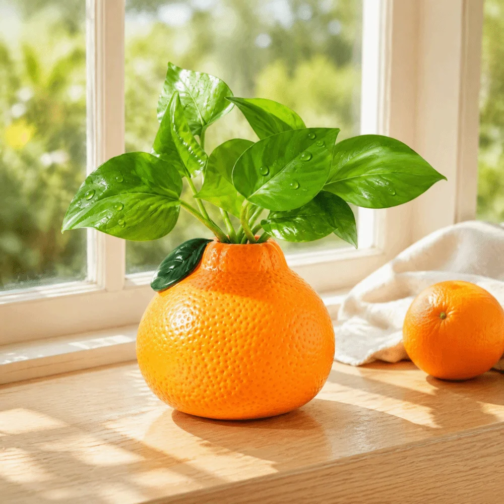 Orange Shape Hydroponic Vase Lightweight Eco-Friendly Flower Arrangement Small Vase Ins Style Anti-fall Orange Vase