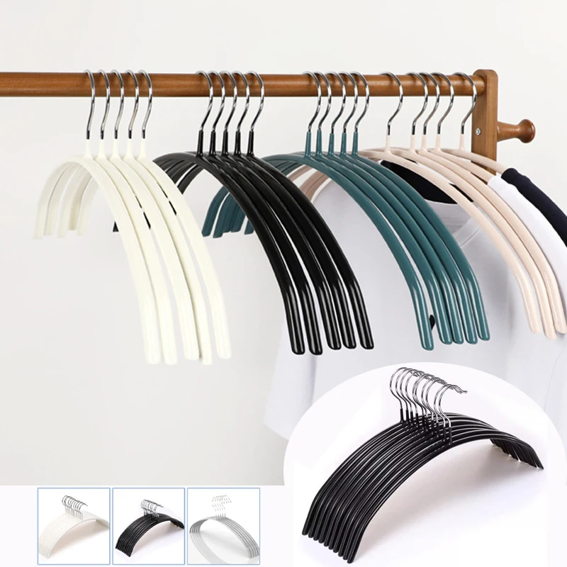10/20 Stück rutschfeste, gebogene Kleiderbügel, nicht verstopfter Metall-Kleiderbügel für Hemd, Pullover, langlebiges, platzsparendes Schrank-Organizer-Rack