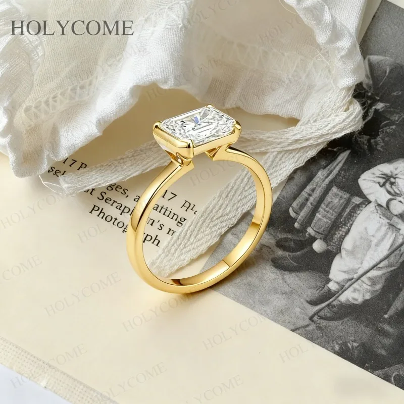 Radiant 2CT Custom Ring Moissanite D Color 10K/14K/18K 925 Sterling Silver Unique Sparkling Christmas Jewelry Gift For Women