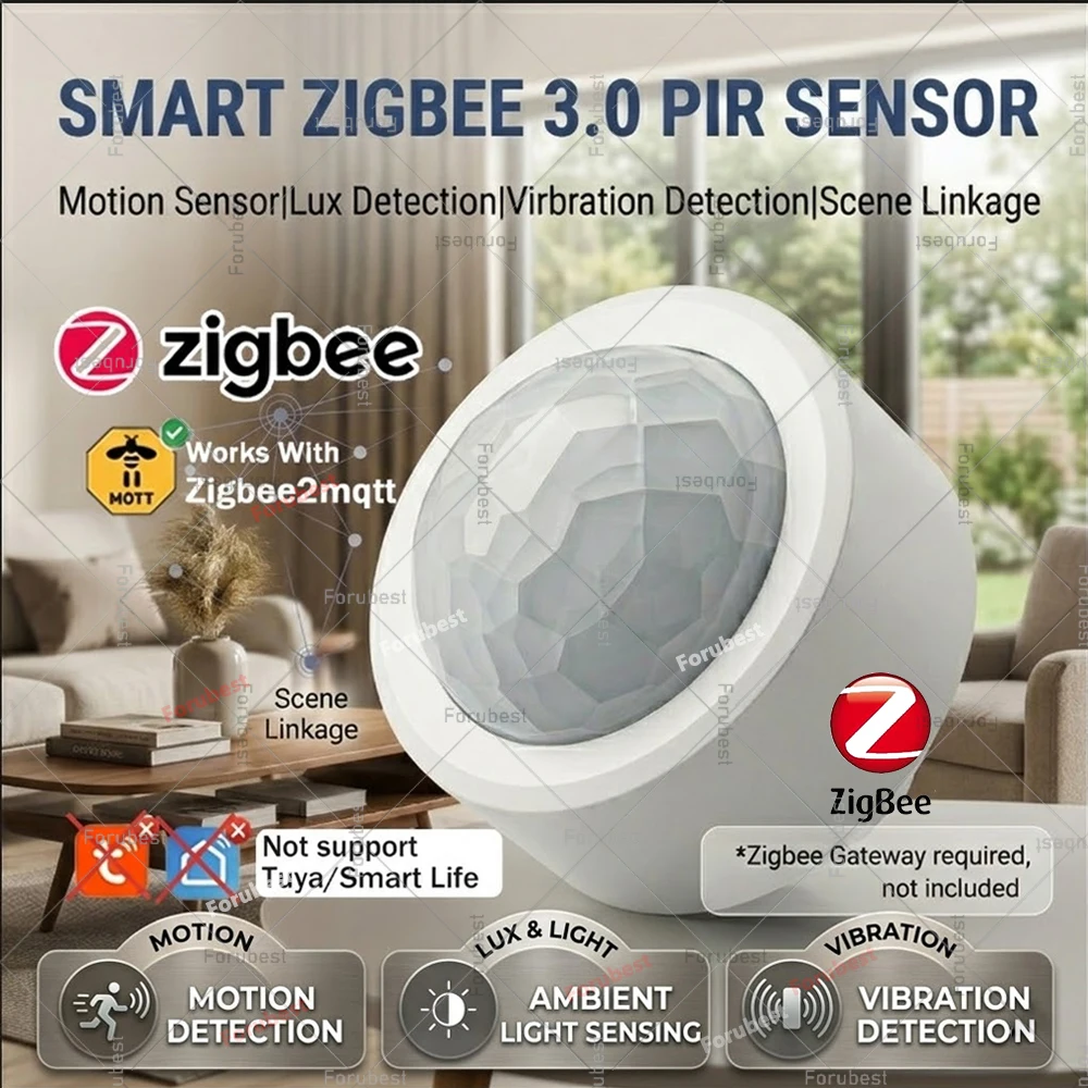 

Smart Zigbee 3.0 Motion Sensor PIR Human Motion Detector illuminance Vibration Detection Compatible Zigbee2MQTT Home Assistant