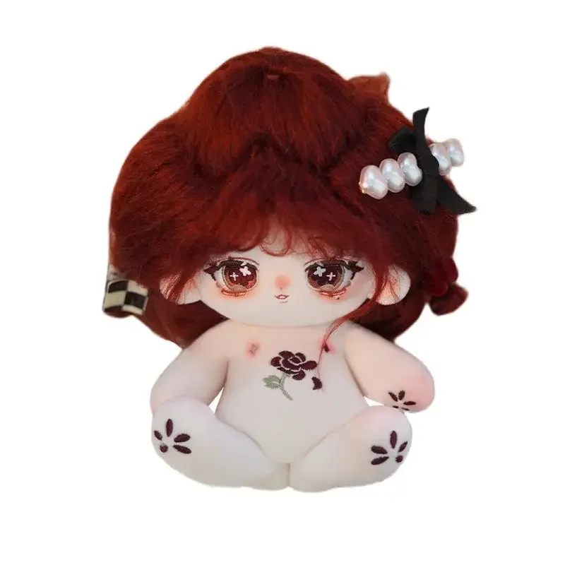 Limited Stock 20cm No Attribute Red Kawaii Cotton Doll Rose Fried Hair with Skeleton Doll Collection Gift