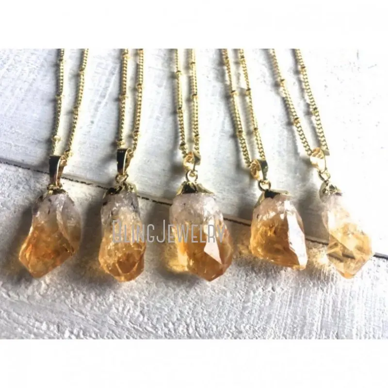 NM41806  Citrine Crystal Jewelry Raw Stone Necklace  Birthstone November Small Healing Crystals 