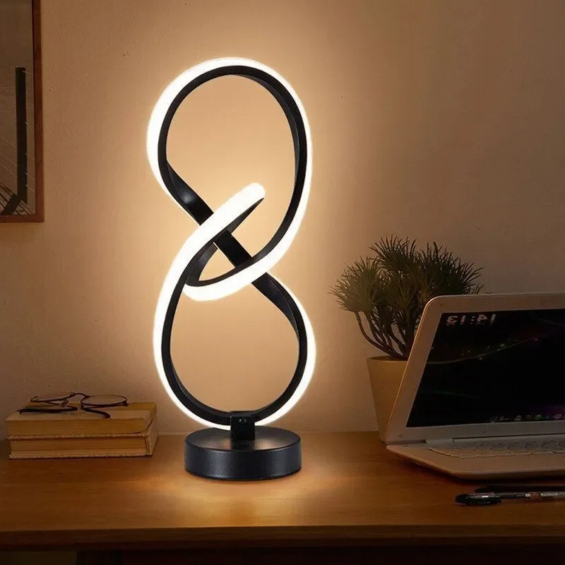 Modern LED Strip Table Lamp Simple Romantic Colorful RGB Ambient Small Desk Lamps Bedroom Bedside Study Computer Desktop Lights