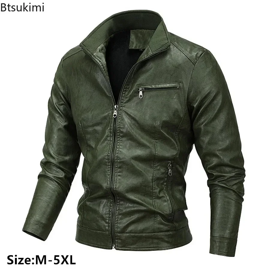 Large Size 5XL Men's Plus Fleece PU Leather Jacket Fashion Stand Collar Motorcycle Leather Coats Man Young Teen Handsome Outwear