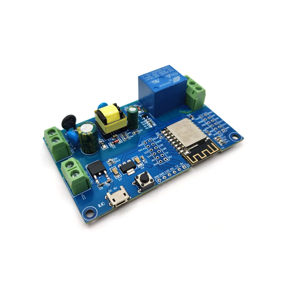 

ESP8266 WIFI Wireless Relay Module ESP-12F AC90-250V/DC7-12V/USB5V Power Supply Development Board Remote Control Smart Home