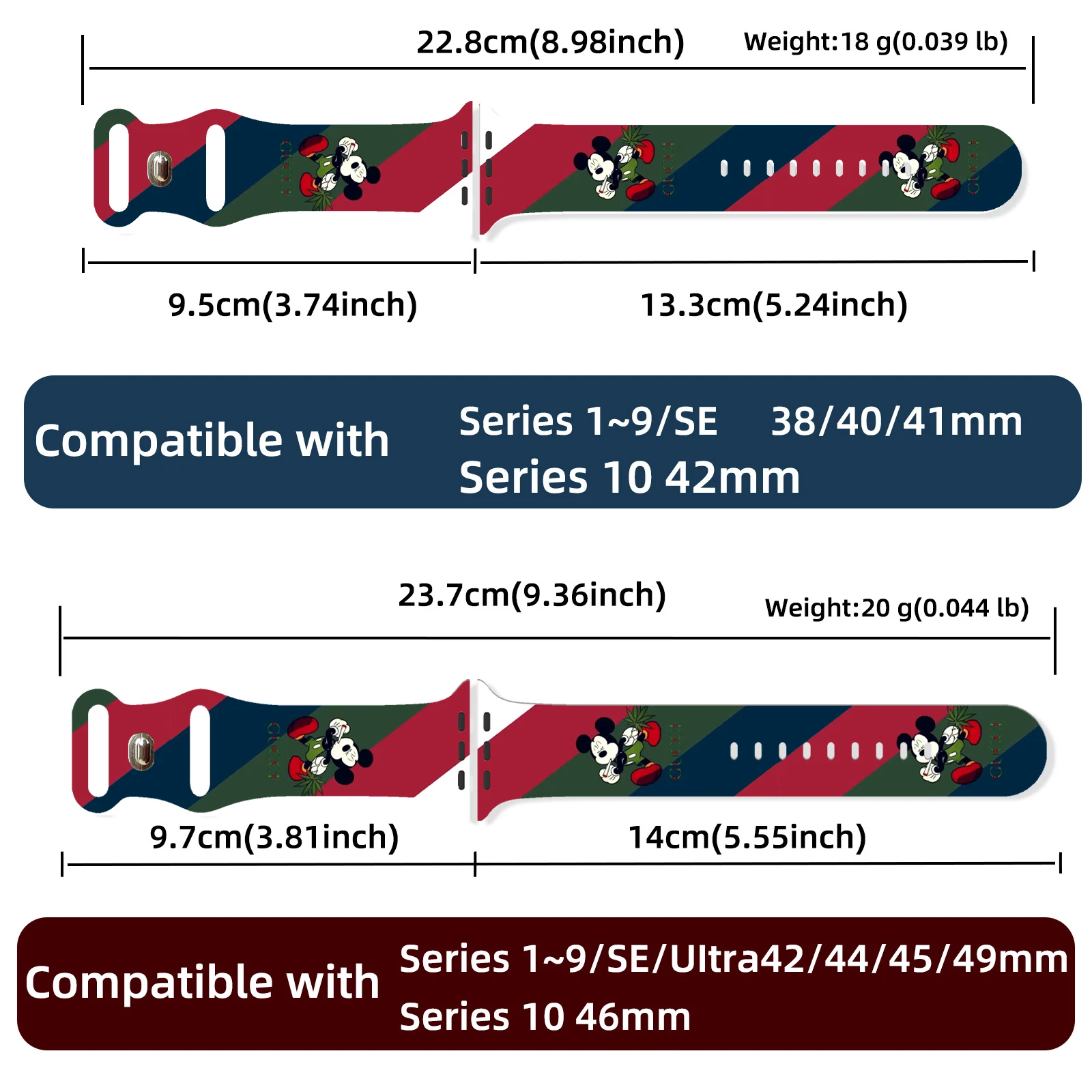 Bedrucktes Uhrenarmband der Disney-Serie, geeignet für Apple Watch 11/10/9/8-Band, Silikonarmband, austauschbar, iWatch 46 mm/44 mm/42 mm/41 mm