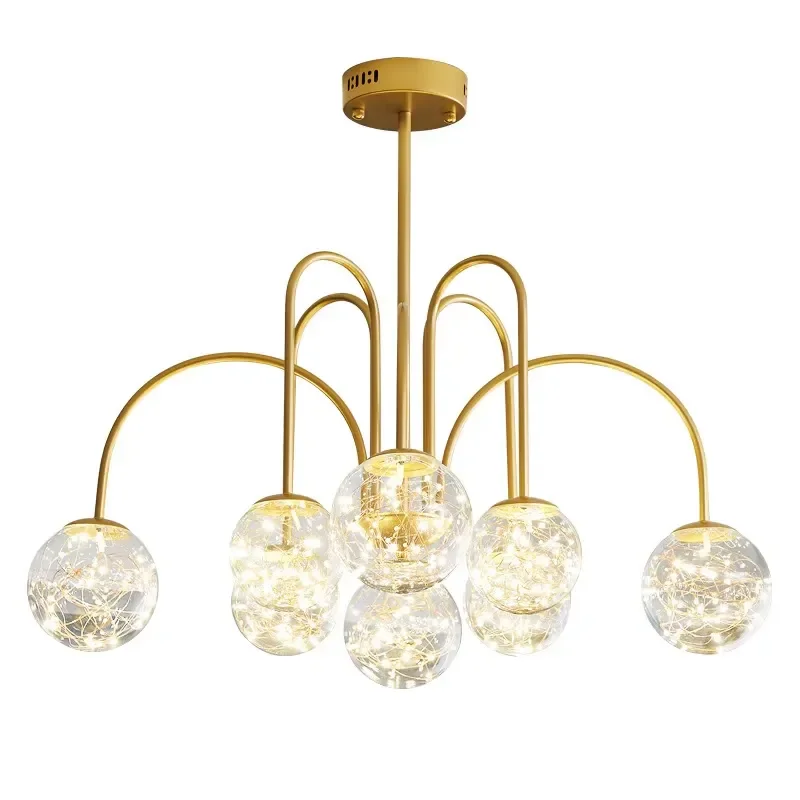 for Luxury chandelier Nordic style bubble glass ball gold copper chandelier bedroom living room