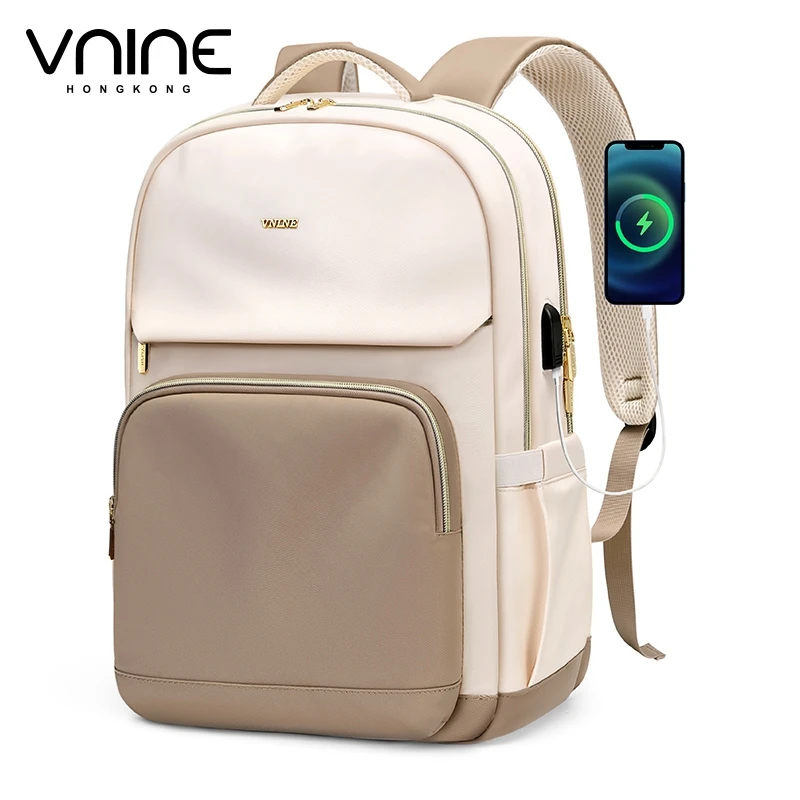 V.NINE Laptop Backpack with usb Port Waterproof Business Backpack Women 15 6 inch Anti Theft Multi Compartments Tablet Pocket