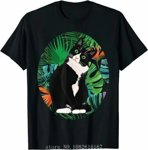 NEW LIMITED Tuxedo Cat Tropical Gift Animal Lovers Funny T-Shirt S-5XL wholesale cheap graphic t shirts 2024 streetwear t-shirts