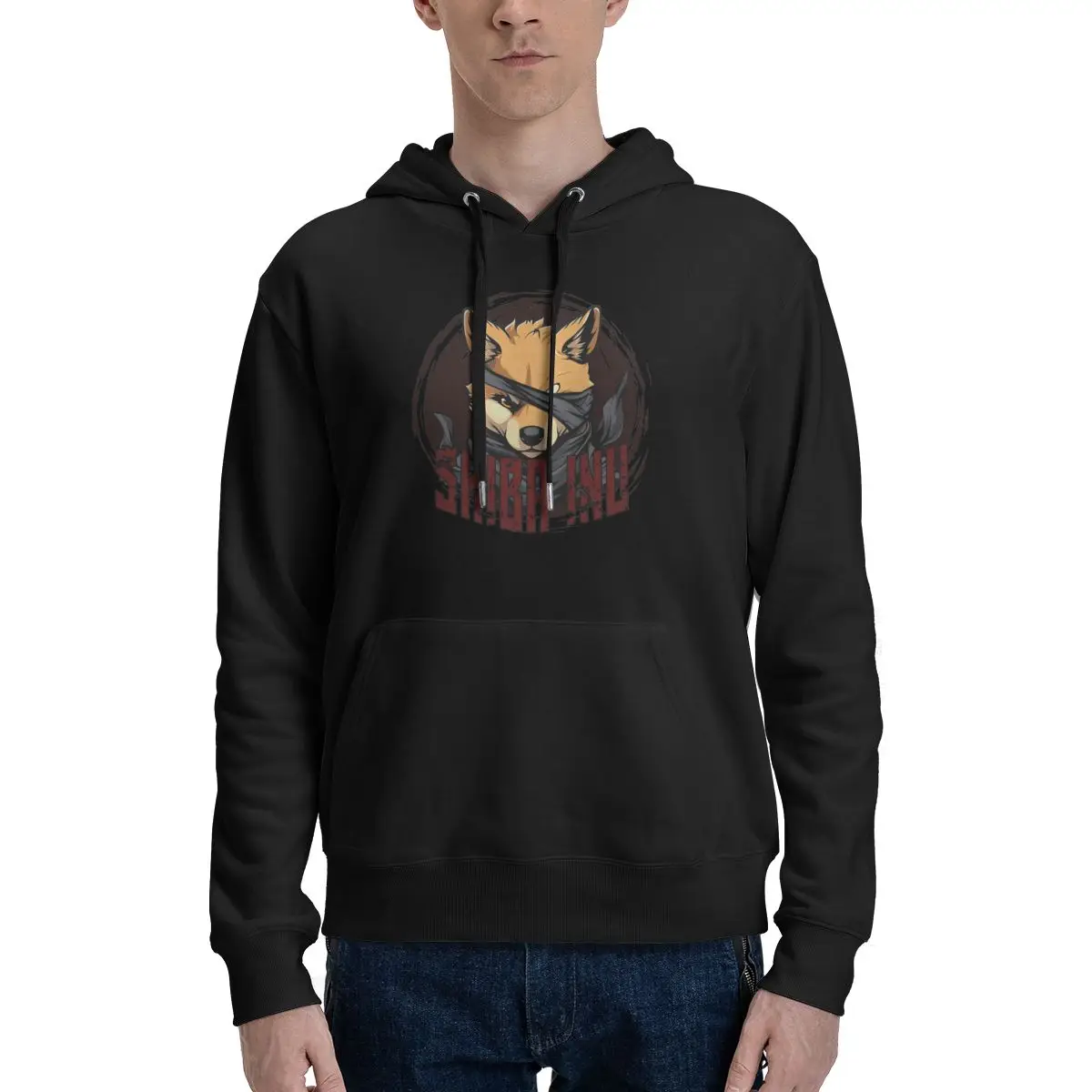 2024 Top Quality Epic Shibas Inu Samurai Essential Men's Hoodie Loose kangaroo pocket version hoodie