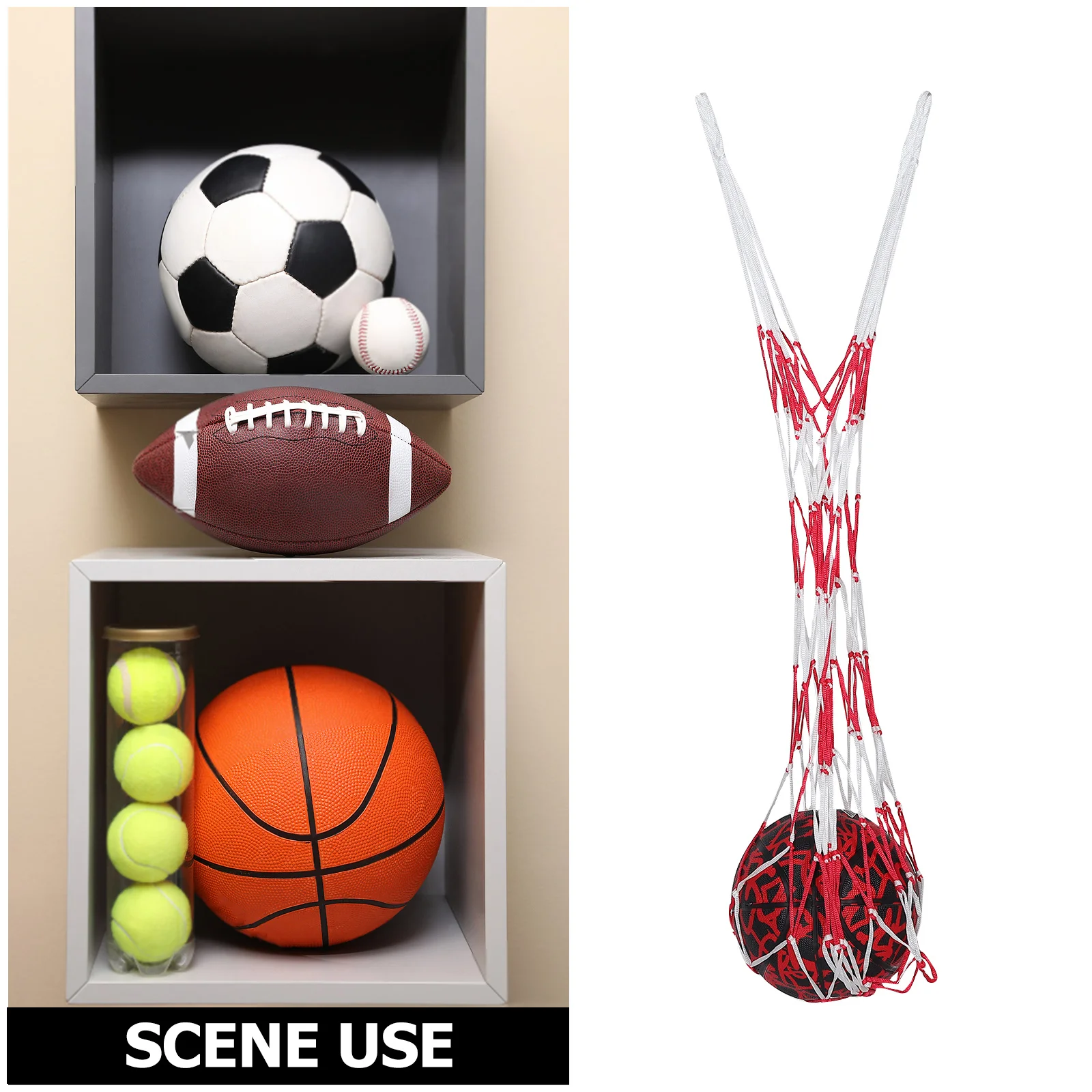 スポーツメッシュボールバッグ ポータブルバスケットボール/フットボール収納オーガナイザー キャリーストラップ付き アウトドアキャリア フットボールコンテナバッグ