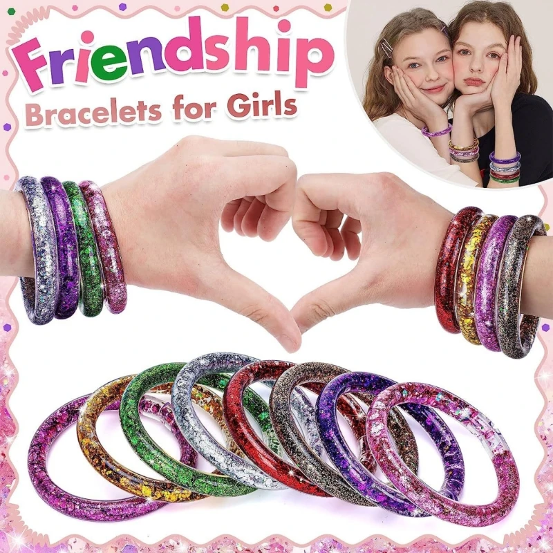 Kits DIY pulsera Amistad para niñas, conjunto joyería pulsera brillante colorida para regalo fiesta para