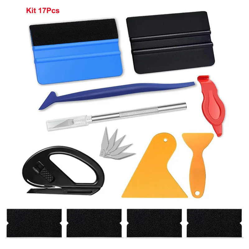 Vinyl Wrap Tool Kit voor auto raamfolie installatie, micro rakel, hoekkrabber, vinyl cutter, professionele auto wrap kit, 15-45 stuks