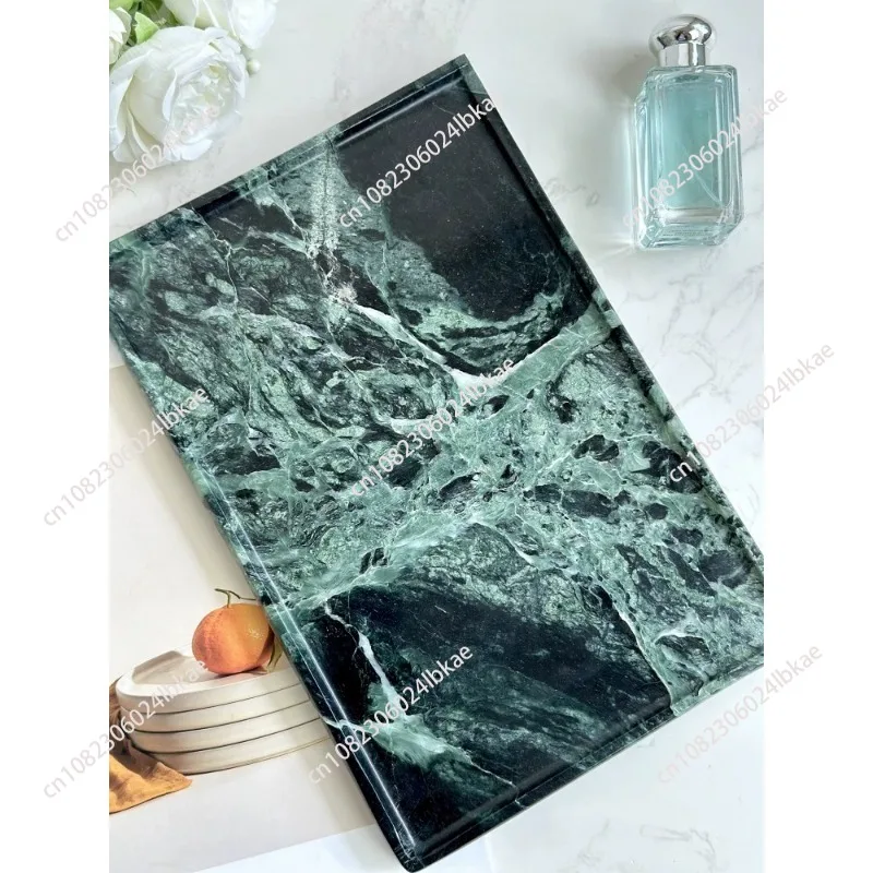 Natural marble accessible luxury high-end aromatherapy tray green luxury stone storage bathroom coffee table stone square