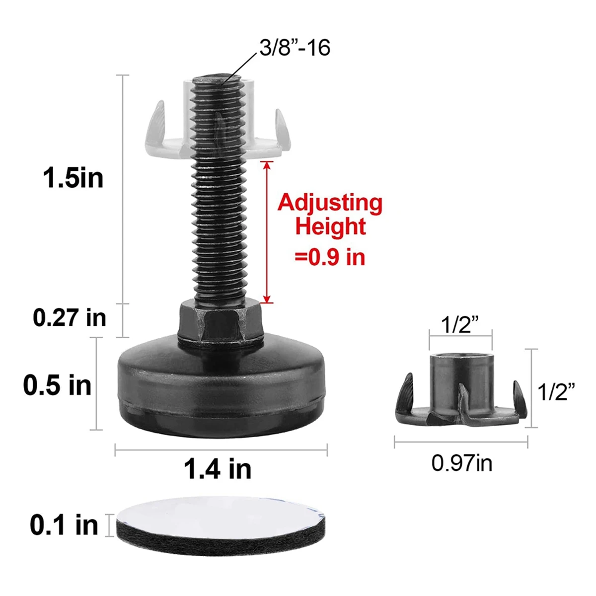 4Pcs Furniture Levelers Heavy Duty Furniture Leveling Feet Adjustable Leg Levelers for Cabinets Tables Chairs Raiser