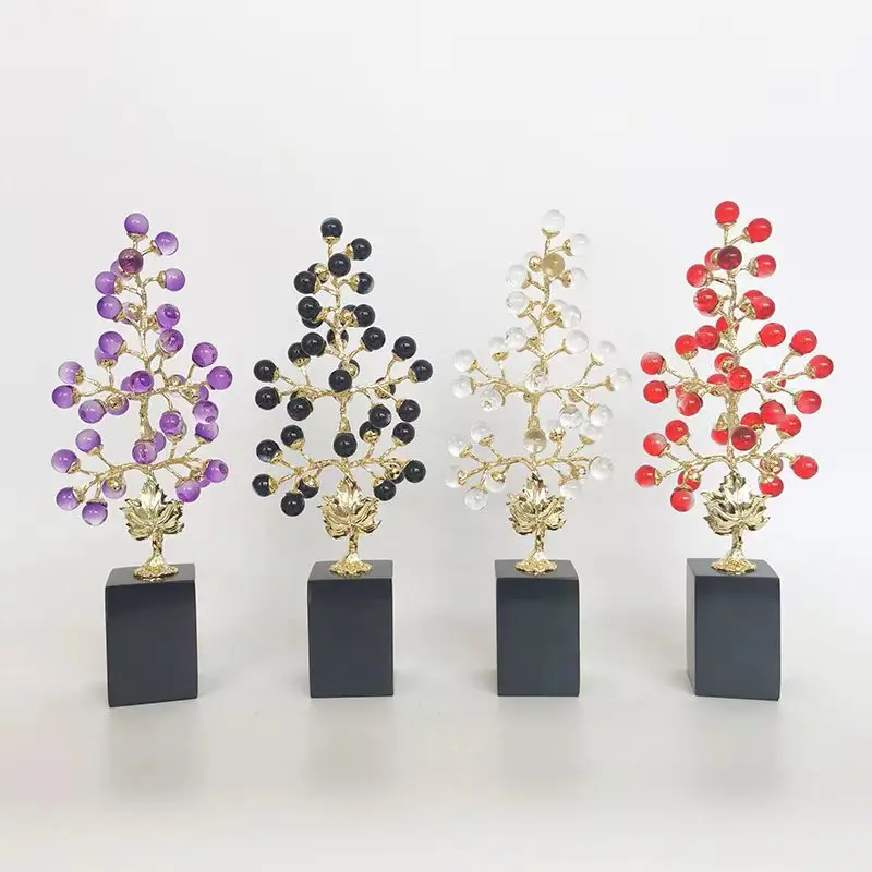 

PYH light luxury high-end fortune tree ornament purple grape wine cabinet office decoration housewarming gift