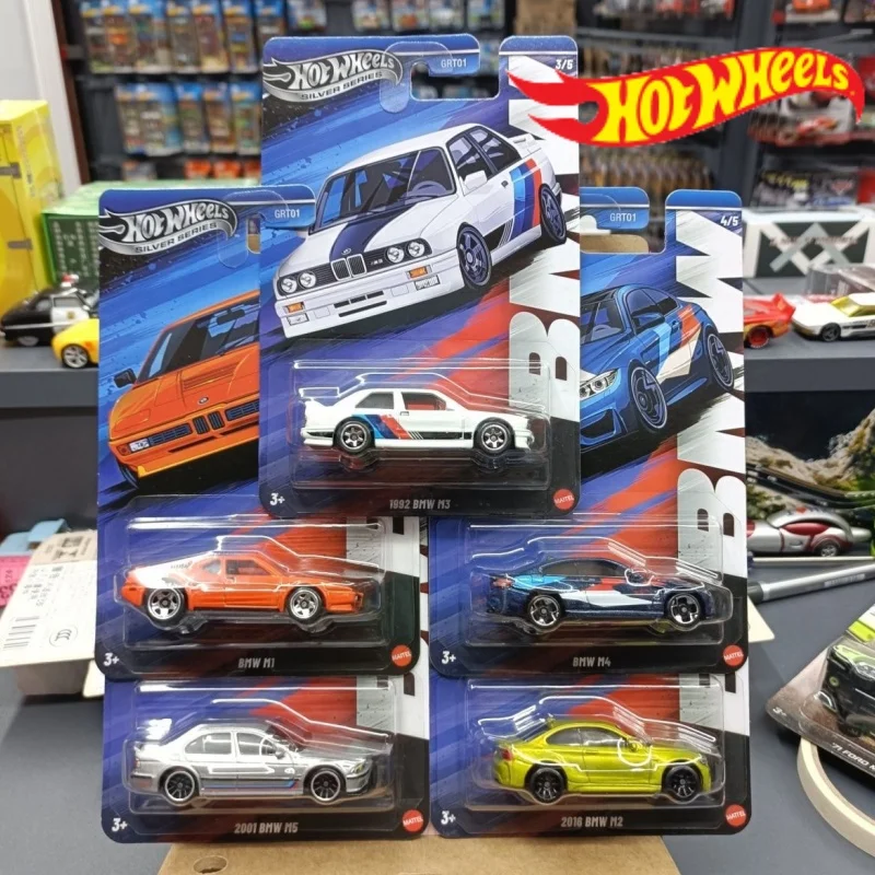 

Новый набор Hot Wheels BMW 2025, серия Silver, M1 M2 M3 M4 M5, масштаб 1:64, литые модели автомобилей, неоткрывался, GRT01, подарок для мальчика, игрушки