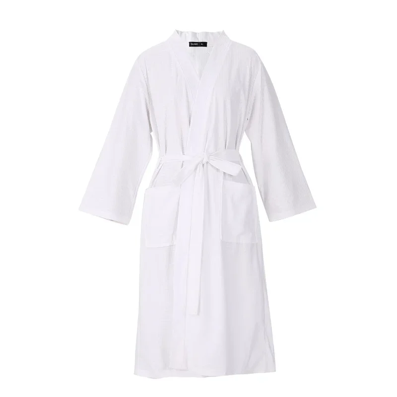 Summer Waffle Couple Bath Robe Kimono Towel Bathrobe Men Dressing Gown V-neck Home Shower Robes Women Sleepwear Lovers Clothes